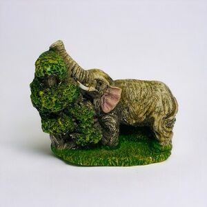 1991 Elephant & Tree Resin Figurine Small  2” Tall Wild Animals Collectible YDC